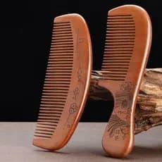 2 Pçs/set Pente De Madeira Artesanal , Natural Escova De Barba Antiestática Para Homens E Mulheres Cuidados Diários Com