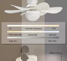 Lâmpada com Ventilador de Teto 2 em 1 Silencioso Bivolt LED Potente para Quarto e Sala
