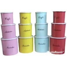 kit 3 peças porta mantimentos organizador de cozinha , conjuntos de plástico colorido lata de plástico potes