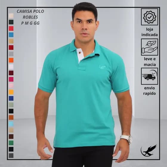 Camisa Gola Polo piquet básico Masculina P/M/G/GG robles