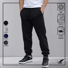 Calça Moletom Masculina Flanelada Jogger Com Bolso Punho Inverno Academia Treino Caminhada