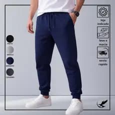 Calça De Moletom Flanelada Básica Com Punho P/M/G/GG Confortável Casual Dia a Dia