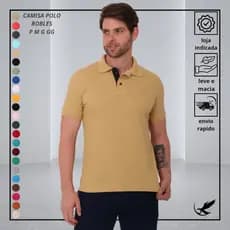 Polo Piquet 30.1 Camisa Básica Robles Roupa Elegante, Clássico, Tecido Confortável