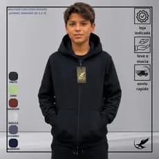 Moletom Infantil Juvenil Com Zíper e Capuz Com Bolsos Unissex