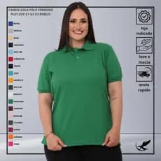 Blusa Gola Polo Feminina Babylook Tshirt PLus Size G1 G2 G3 Uniforme,Trabalho