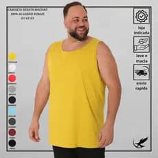 Camisa Regata Básica Masculina 100% Algodão Plus Size