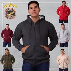 Moletom Masculina Con Ziper Canguru Con Capuz Forrado e Bolsos