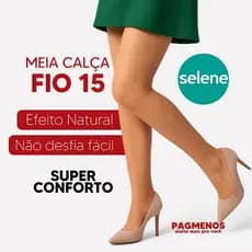 Meia Calça Feminina Clássica Fio 15 Natural Preta Cor da Pele Fina Transparente Ponteira Invisível