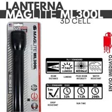Lanterna Maglite ML300L LED Flashlight 3D CELL Preta 746 lúmens
