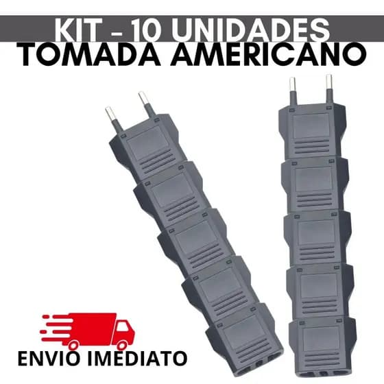 Kit Tomada Americana 2 Pinos Chatos X Brasileiro 10 unidades