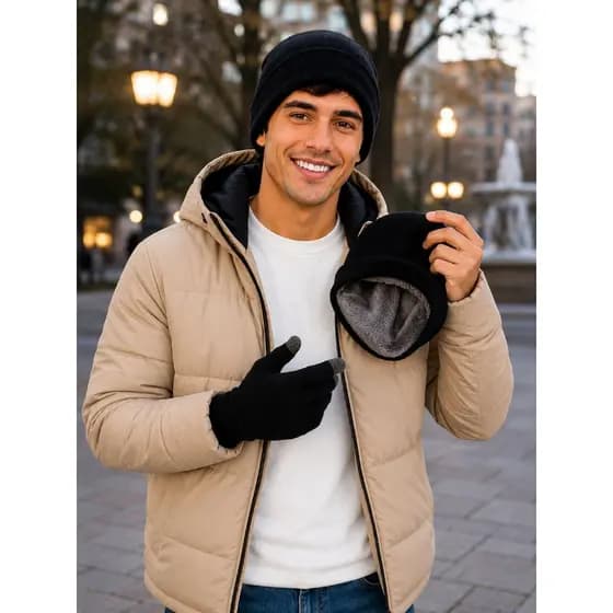 Kit 2 Toucas Gorro Pretas Inverno Forrada Pelinhos Antialérgica Super Quente Unissex
