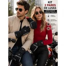 KIT 2 PARES DE LUVAS MOTOQUEIRO FORRADA QUENTINHAS COM AJUSTE NO PUNHO