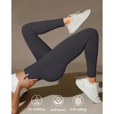 Calça Legging Canelada Cinza de Cintura Alta Cm Costura Estratégica que Valoriza o Bumbum- Elástica e Fitness