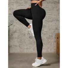 Calça Canelada Alta Elasticidade  Academia Corrida Pedal – Sem Empina Bumbum