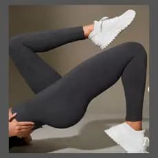 Calça Legging Canelada de Cintura Alta Com Costura Realça Bumbum para Academia Feminina, Elástica e Fitness