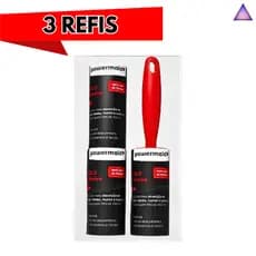Kit Rolo Rolinho Tira Pelos e Plumas de Roupa e Sofá Adesivo + 2 Refis 90 folhas descartáveis