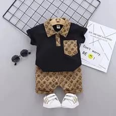 0-4 Anos De Idade De Lapela De Manga Curta Para Menino top + casual shorts De Duas Peças