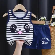 Colete Infantil De 0-6 Anos De Idade , top Sem Mangas De Algodão Puro , E Conjunto casual De Duas Peças De Calção