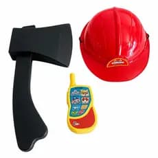 Promoção Kit Bombeiro Infantil Capacete Machado E Rádio De Brinquedo