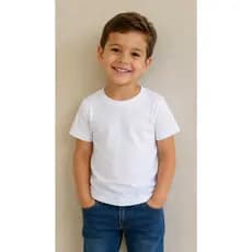 Camiseta Infantil Menino Manga Curta 100% algodão 2 ao 12 anos - Branca