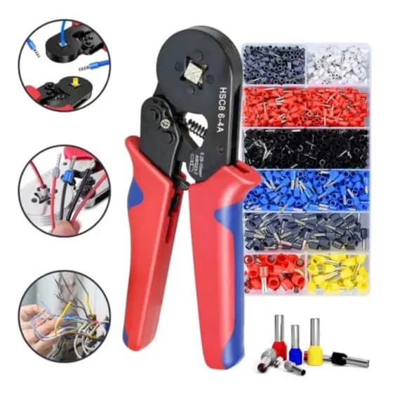 Kit Alicate Crimpar Crimpador Prensa Box Com Terminal Ilhós 0,25 A 10mm Completo