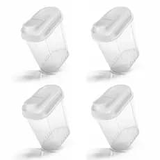 Kit 4 Açucareiros Cristal Farinheira 460ml Pote ACRÍLICO Bico Dosador Cantinho do Café Chá Aveia