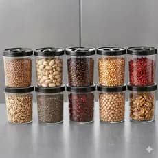 Jogo 10 Potes Redondo 1 Litro Transparente Tampa Rosca Pote Mantimento BPA FREE Cereais Biscoito