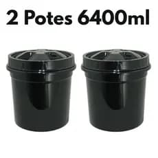 Kit 2 Potes Redondo 6400ml PRETO Pote PRIME Mantimento Tampa Rosca Arroz Feijão Cereal BPA FREE