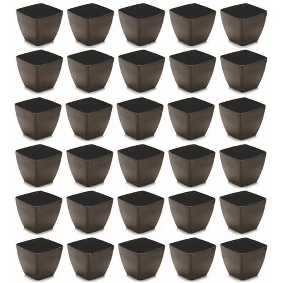 Jogo 30 Vasos Quadrado 750ml Vaso Pequeno PRETO Elegance Jardim Flores Vaso Plástico Sem Borda