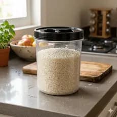 1 Pote Mantimento 6 Litros Tampa Rosca Redondo Transparente Arroz Farinha Feijão Cereais BPA FREE