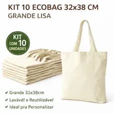 KIT 10 ecobag 32x38 cm GRANDE  bege