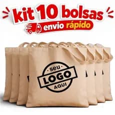 Kit 10 Ecobags Personalizadas 32x36 Algodão Cru Brindes e Eventos