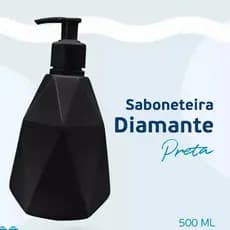 Porta Sabonete Líquido Diamante Preto com Pump Trava 500ml