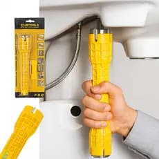 Chave Hidráulica Multifuncional Registro Multiuso para Torneira 5 Peças Amarela Resistente Prática Pia
