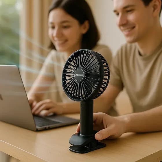 Ventilador Portátil Mesa Compacto Recarregável Refrescar Ambiente Escritório Quarto Verão Calor
