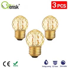 3 Pacotes Lâmpada LED Criativa Antique Retro E27 Base De Parafuso 1W Edison 220V G40 Branca Quente Regulável 10Watt Equivalente 90 % De Vidro Âmbar De Economia De Energia
