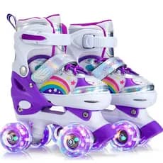 Patins 4 Rodas ARCO IRIS Com Luz De Led Patins Criança Menina Menino Promoção