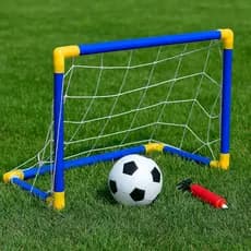 Kit Futebol Infantil Mini Trave Gol + Rede + Bola + Bomba de Ar Esporte Criança Clube Quintal Quadra