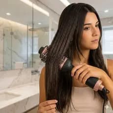 Escova Secadora de Cabelo Profissional Bivolt 1300W Alisa Seca Modela Anti-Frizz Cabelos Impecáveis