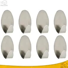 Kit 3/6/9/12 Ganchos Adesivos Oval Aço Inox Auto Colante Dupla Face Não Precisa Furar Parede Cozinha