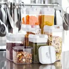 Kit De 7 Potes Tampa Multiuso Para Organizar Cozinha Cor Transparente -Kit Potes Herméticos Acrílico