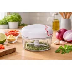 Mini Processador De Alimentos Manual Com 2 Lâminas Corda Retrátil