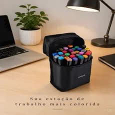 Conjunto Estojo Caneta Permanente Ponta Dupla para colorir 24 Unidades Touch