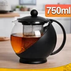 🔥 Chaleira de Vidro 750ml com Infusor – Prepare Chá Perfeito com Estilo e Praticidade
