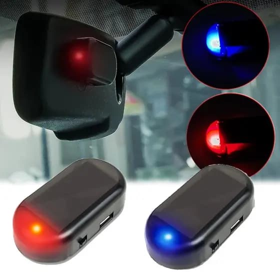 Solar Powered + USB LED Piscando Imitação De Segurança De Carro Falso Lihgt Simulado Alarme Dummy Sem Fio Lâmpada De Anti-Roubo