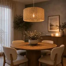 Lustre Pendente De Teto Grande 50 Cm Sala De Estar Cupula Natural Corda Palha Sisal Moderno Rustico