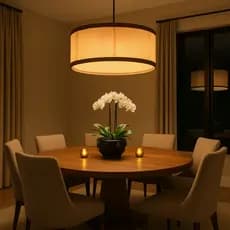 Pendente Lustre para Sala Luminaria Teto Tela Rattan Decorativo Moderno