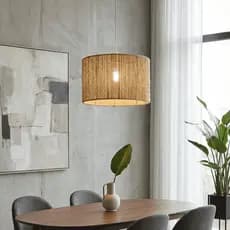 Pendente Luminária De Teto Corda Sisal Palha Fibra Natural Rustico Moderno Sala De Estar Varanda Area Externa