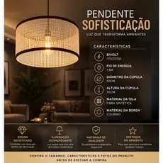 Lustre Para Sala Luminária De Teto Pendente Decorativo Artesanal Moderno