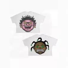 Personalizado rua Hip Hop diversão padrão dos desenhos animados impressão Oversized camiseta Harajuku gótico puro algodã